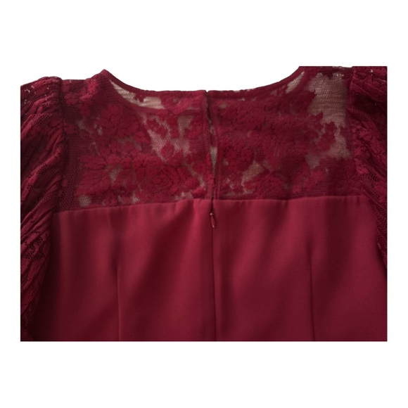 White House Black Market Red Sheath Dress with Bishop Sleeves - Picture 5 of 6